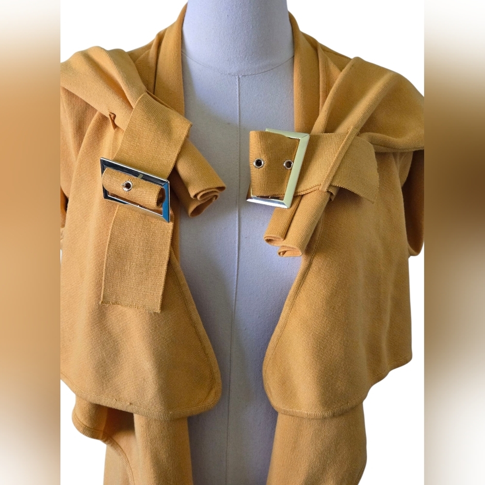 NWT New York & Company Mustard Draped Sweater - Picture 5 of 8